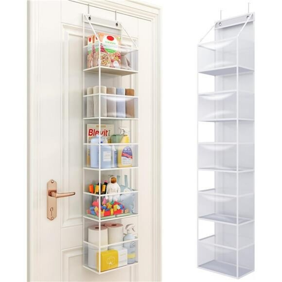 Fixwal Over The Door Organizer 5 Shelf Clear Hanging Storage for Closet Room - Picture 1 of 8